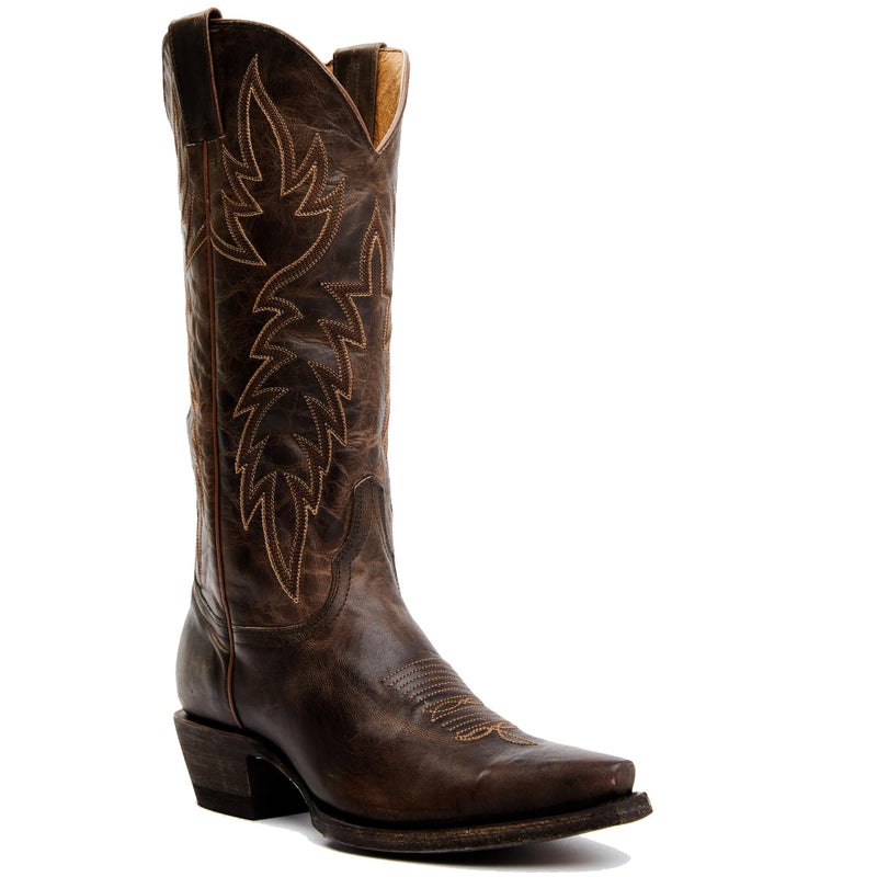 STALOV Cowboy Boots for Women Embroidered Chunky Heel Mid Calf Pointed Toe Pull On Western Fashion Cowgirl Boot Chocolate US7 - Image 1