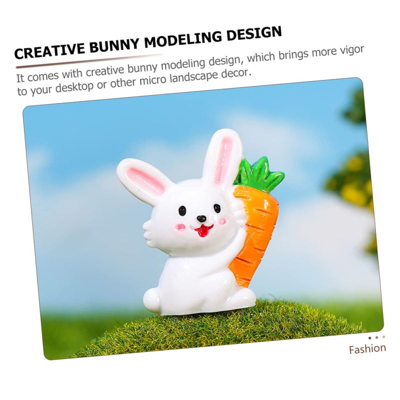 8Pcs Realistic Miniature Rabbit Figurines Stuffed Bunny Statue For Car Home Decor - Image 4
