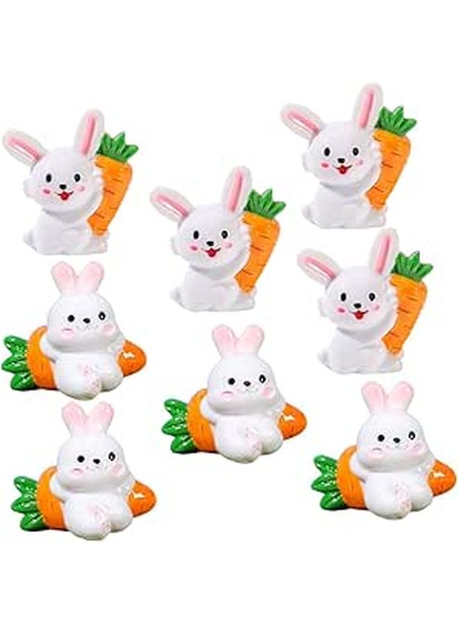 8Pcs Realistic Miniature Rabbit Figurines Stuffed Bunny Statue For Car Home Decor - Image 1