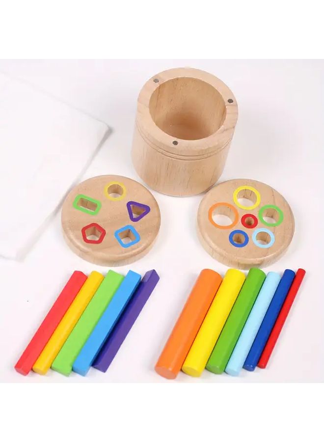 Wooden 2 In 1 Educational Toy For Kids Color Shape Recognition Cognitive Development - Image 4