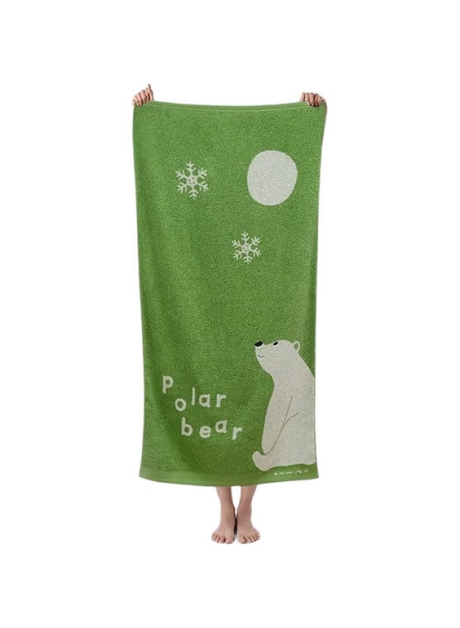 Grace Pure Cotton Antibacterial Class A Bath Towel For Infants And Children, Cartoon Cartoon All-Cotton Odorless Soft Absorbent Large Towel, Green - Image 2