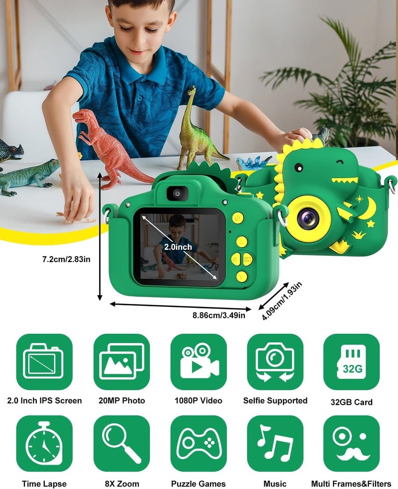 Kids Camera Instant Print and Dinosaur Toddler Digital Camera, FHD Selfie Digital Video Cameras, Christmas Birthday Gifts for Girl Boys 3-12 Years Old - Image 3