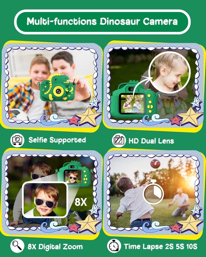 Kids Camera Instant Print and Dinosaur Toddler Digital Camera, FHD Selfie Digital Video Cameras, Christmas Birthday Gifts for Girl Boys 3-12 Years Old - Image 5