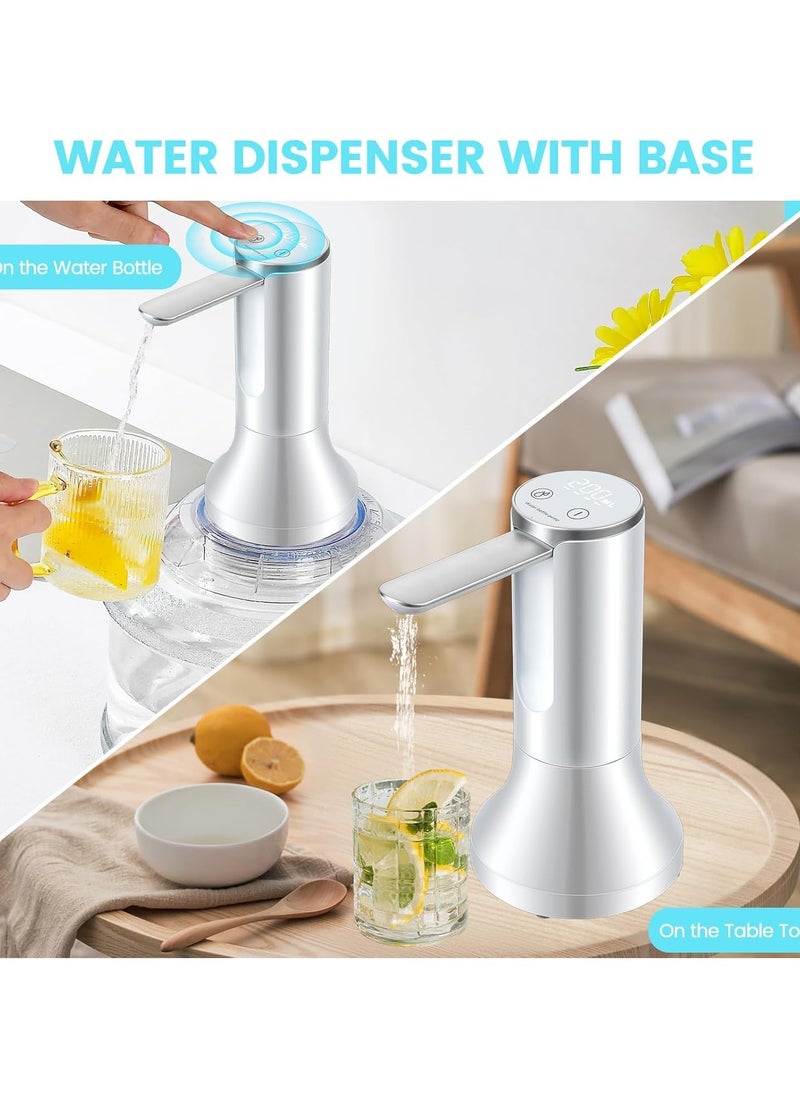 General - 2-in-1 5-gallon collapsible bottle water dispenser, portable electric countertop pump with base, smart touchscreen drinking water pump with USB charging and auto shut-off for home office - Image 1