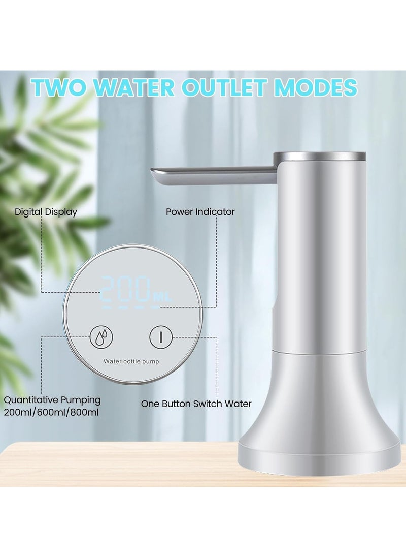 General - 2-in-1 5-gallon collapsible bottle water dispenser, portable electric countertop pump with base, smart touchscreen drinking water pump with USB charging and auto shut-off for home office - Image 1