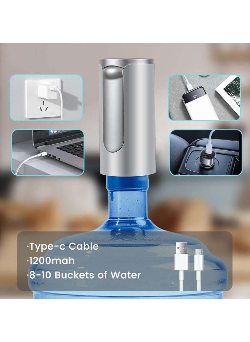 General - 2-in-1 5-gallon collapsible bottle water dispenser, portable electric countertop pump with base, smart touchscreen drinking water pump with USB charging and auto shut-off for home office - Image 1