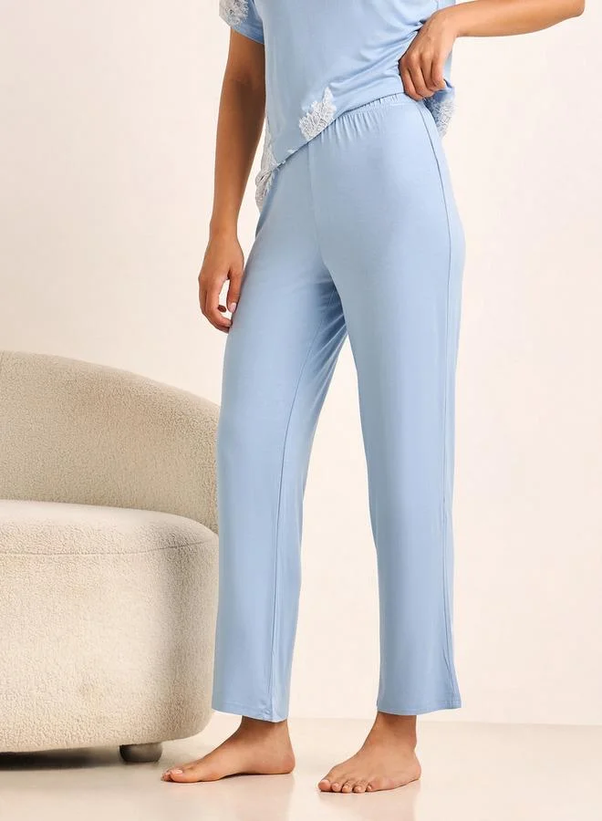 Splash FAV  Pyjama Set Lace Panel Top & Trousers for Women | Best Price UAE