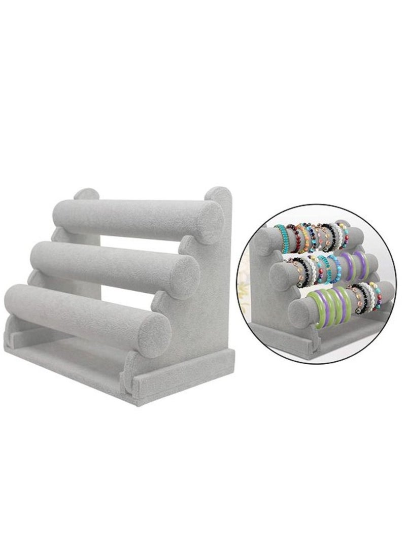 Generic - 3 Tiers Bracelet Holder Grey Velvet Jewelry Organizer Stand and Display for Watch Organization - Image 1