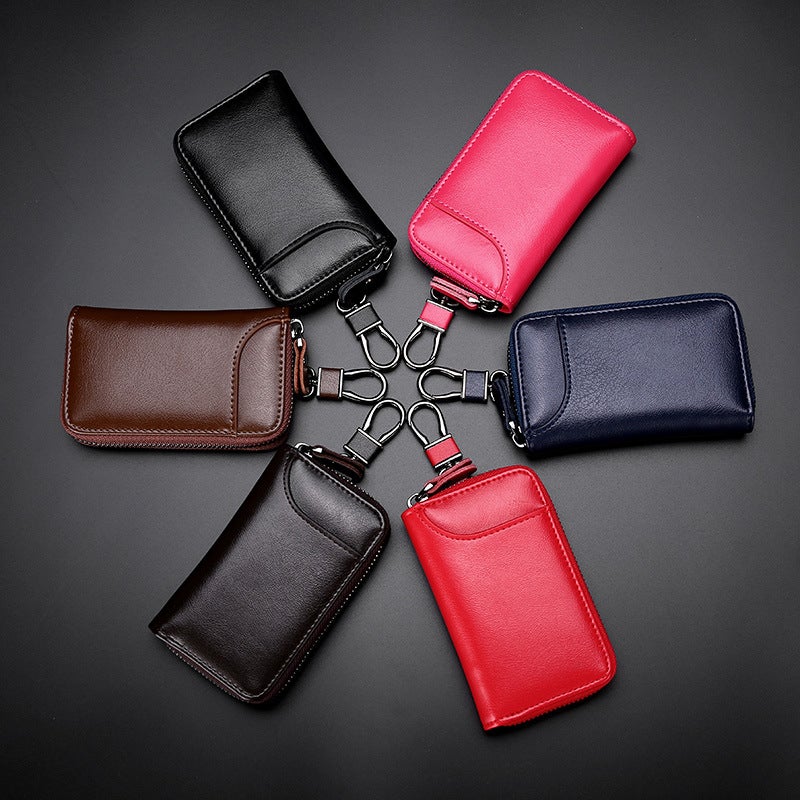 Large Capacity Zipper Car Key Bag Men'S Waist Hanging Genuine Leather Women'S Card Bag Multi-Function Fashion Key Chain Couple - Image 2