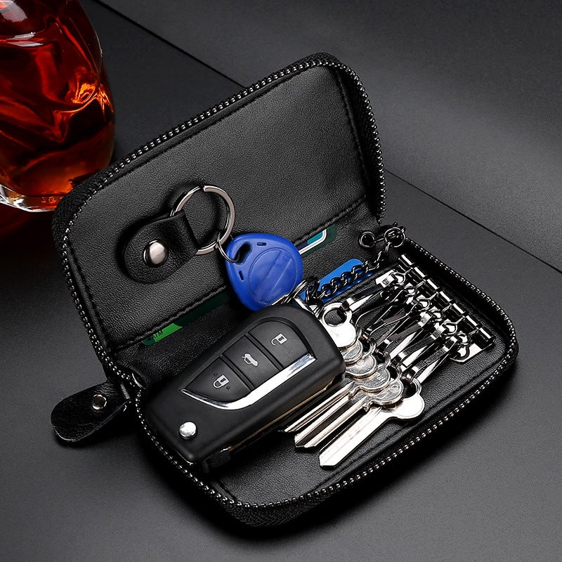 Large Capacity Zipper Car Key Bag Men'S Waist Hanging Genuine Leather Women'S Card Bag Multi-Function Fashion Key Chain Couple - Image 3