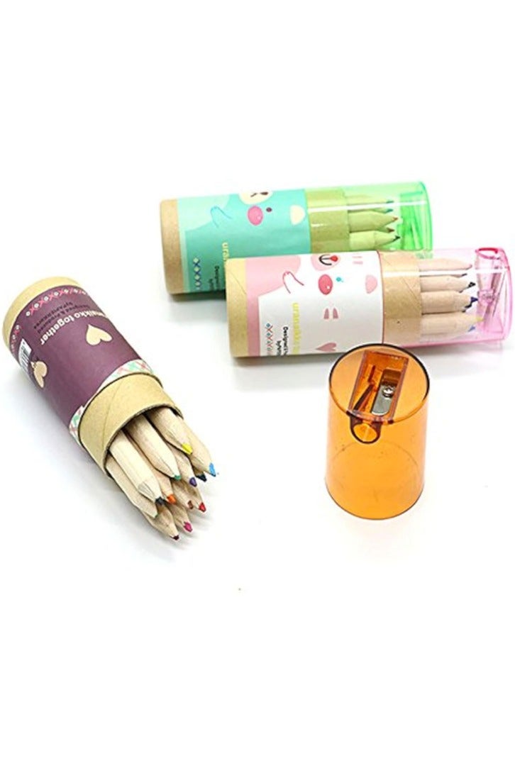 3 حزم القلم الملونة الصغيرة مع الحادة في أنبوب الرسم المحمول الفن الكرتون القلم لمدة 3 سنوات وما يصل الأطفال الكبار الكتابة الرسم الرسم ، 12 ألوان في الأنبوب - Image 3