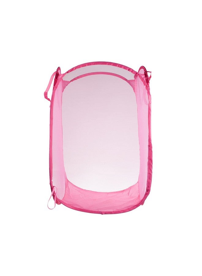 Kuber Industries Laundry Basket | Net Foldable Laundry | Nylon Storage Basket with Handle | Clothes Basket for Home | Hostel | Toy Storage | 20 Liter | Pink - Image 2