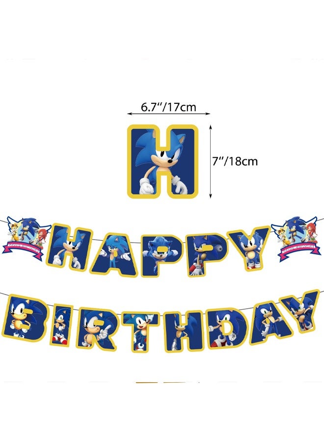 JEEJPV Sonic The Hedgehog Balloon Set with Happy Birthday Banner,Cake Topper,Hanging Spins,Perfect for Graduation Baby Shower Birthday Bachelorette Party Backdrop Decoration,Suitable for Indoor and Outdoor - Image 5