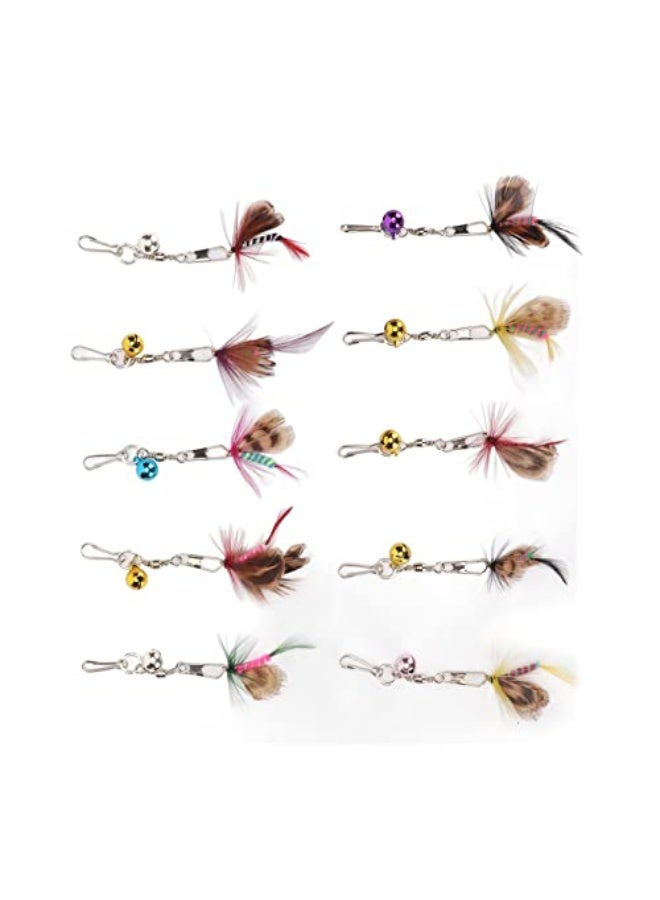 Cat Teaser Wand Replacement Feather Cute Flying Attractive Cat Wand Toy Accessories with Bell and Pin Hook for Playing Cats - Image 4