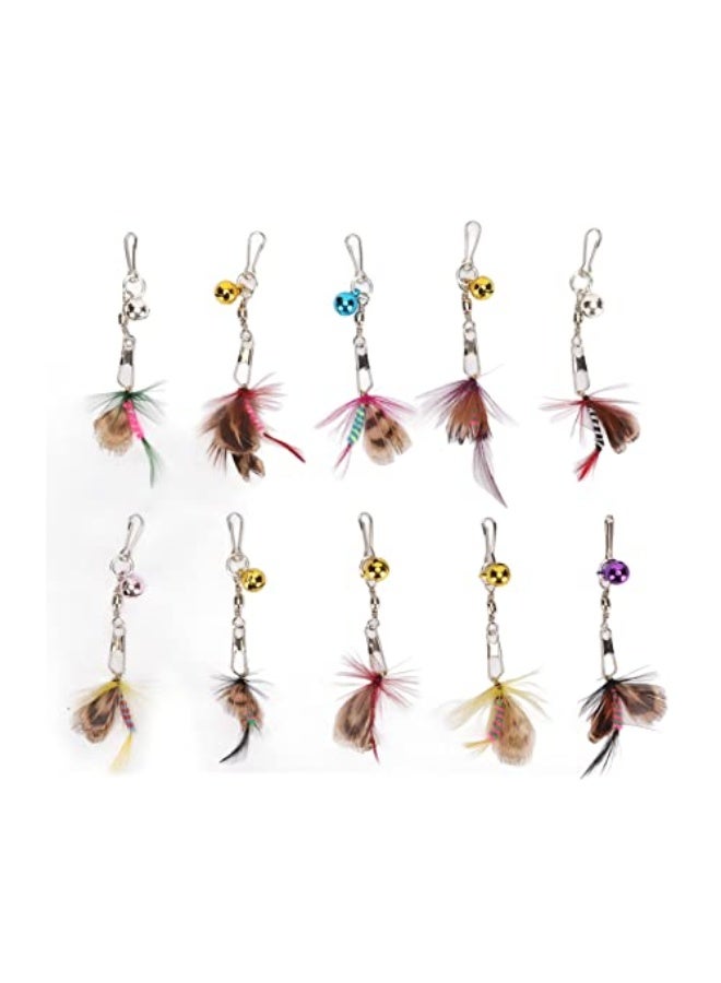Cat Teaser Wand Replacement Feather Cute Flying Attractive Cat Wand Toy Accessories with Bell and Pin Hook for Playing Cats - Image 1