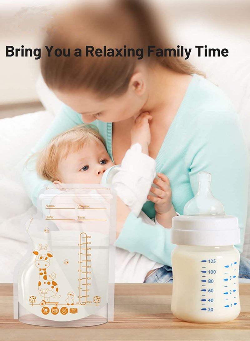 SOLARAE Breastmilk Storage Bags, 8.5 OZ / 30-Piece Breast Milk Storage Bags with Double Zip Lock, Self Standing, Pre-Sterilized Breast Milk Storing Containers, Space Saving Flat Profile - Image 3