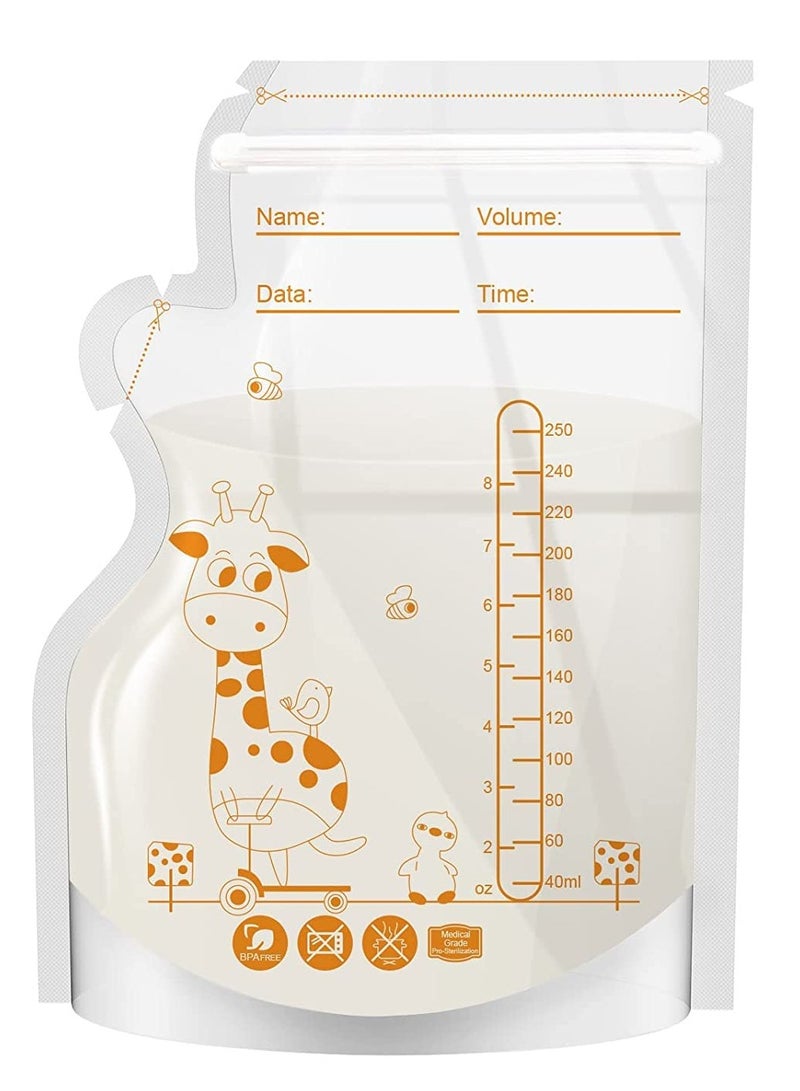 SOLARAE Breastmilk Storage Bags, 8.5 OZ / 30-Piece Breast Milk Storage Bags with Double Zip Lock, Self Standing, Pre-Sterilized Breast Milk Storing Containers, Space Saving Flat Profile - Image 1