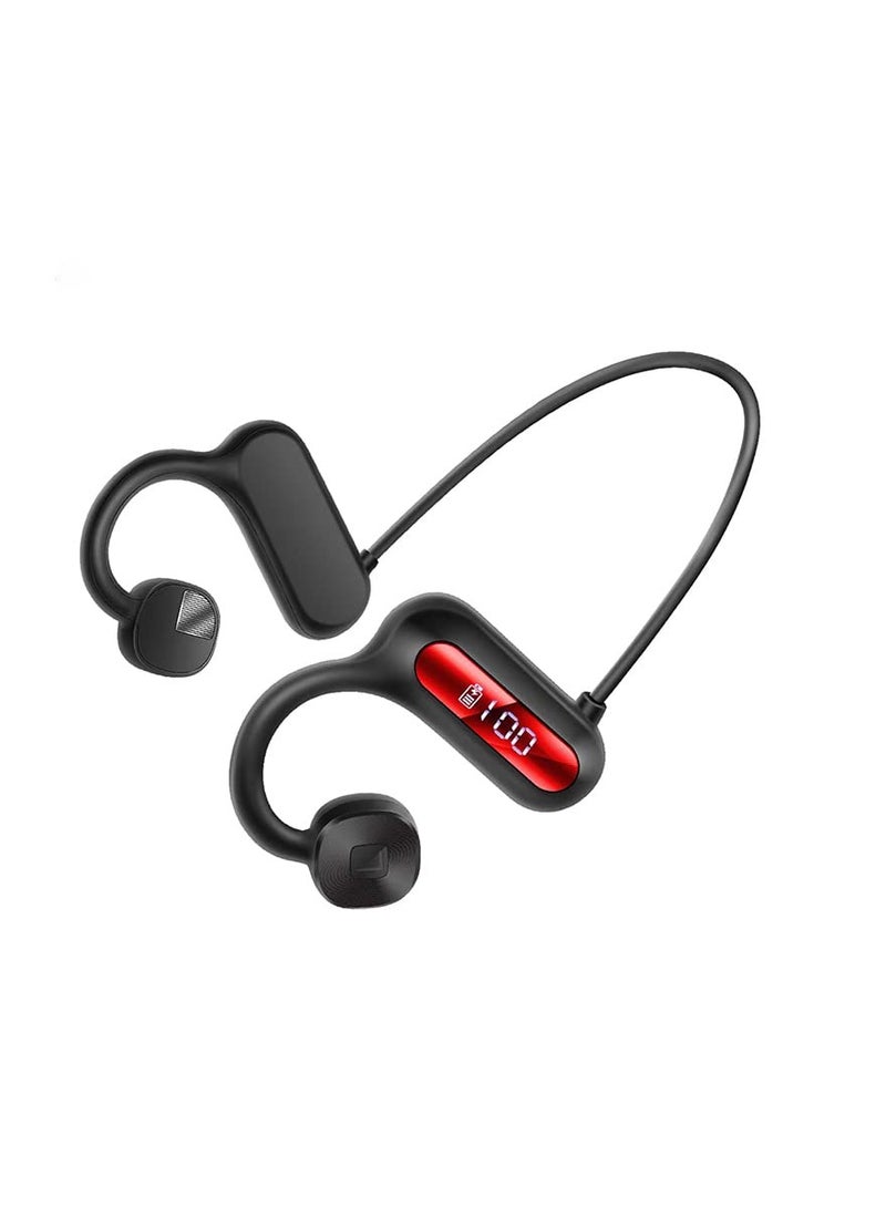 SYOSI Bone Conduction Headphones, Wireless Bluetooth 5.3 Air Conduction Headphones with Built-in Mic, 30Hrs Sports Headset with Power Display HiFi Stereo Sound Earphones for Cycling, Workouts (Black) - Image 1