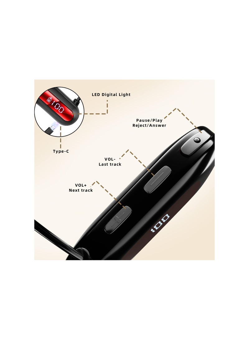 SYOSI Bone Conduction Headphones, Wireless Bluetooth 5.3 Air Conduction Headphones with Built-in Mic, 30Hrs Sports Headset with Power Display HiFi Stereo Sound Earphones for Cycling, Workouts (Black) - Image 5