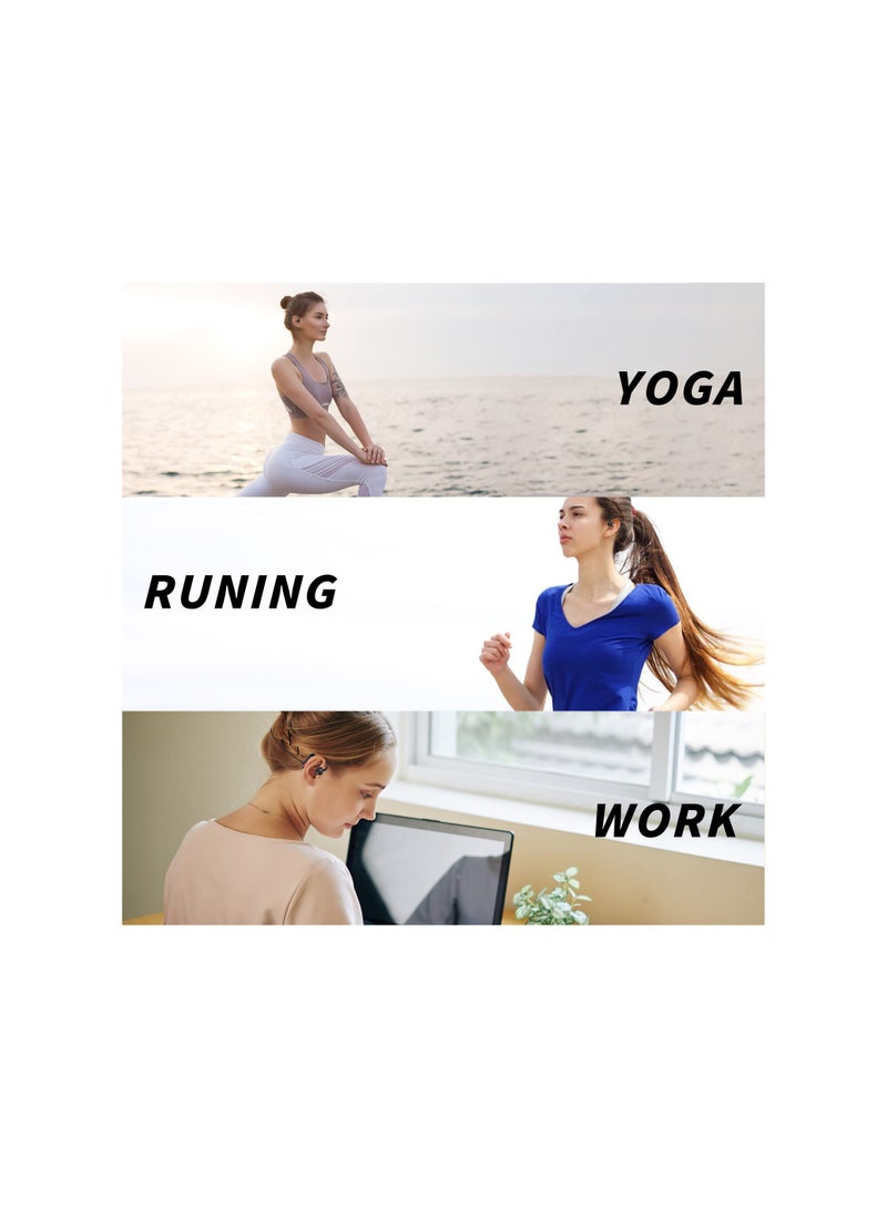 SYOSI Bone Conduction Headphones, Wireless Bluetooth 5.3 Air Conduction Headphones with Built-in Mic, 30Hrs Sports Headset with Power Display HiFi Stereo Sound Earphones for Cycling, Workouts (Black) - Image 3