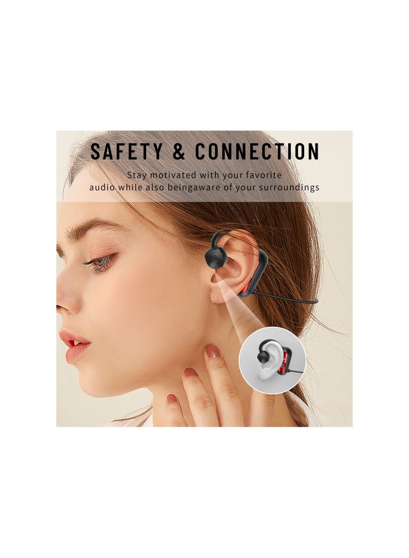 SYOSI Bone Conduction Headphones, Wireless Bluetooth 5.3 Air Conduction Headphones with Built-in Mic, 30Hrs Sports Headset with Power Display HiFi Stereo Sound Earphones for Cycling, Workouts (Black) - Image 2