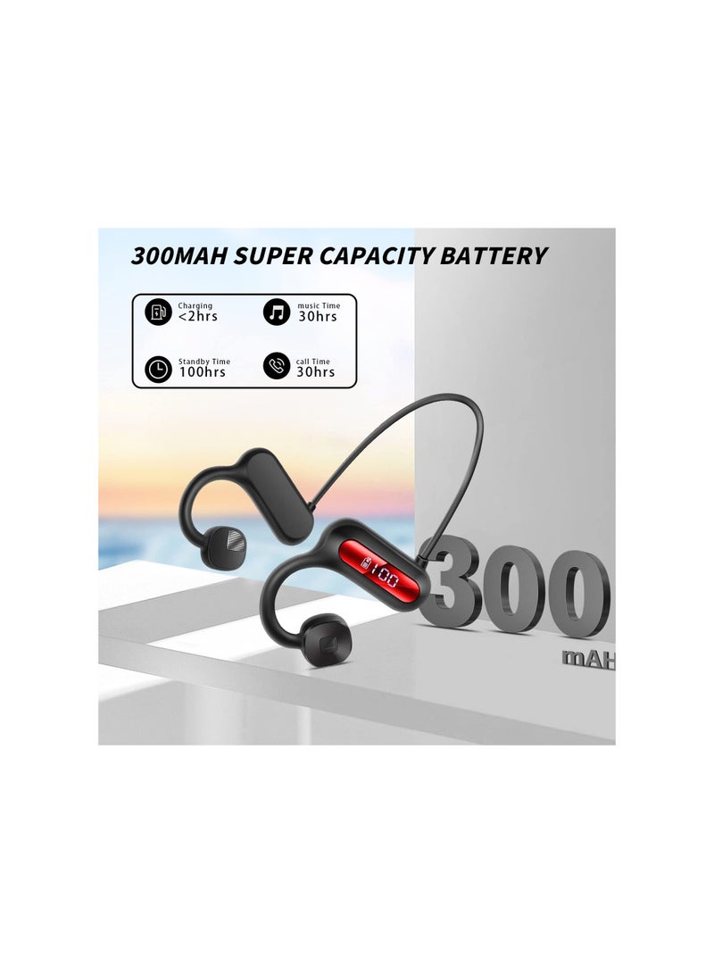 SYOSI Bone Conduction Headphones, Wireless Bluetooth 5.3 Air Conduction Headphones with Built-in Mic, 30Hrs Sports Headset with Power Display HiFi Stereo Sound Earphones for Cycling, Workouts (Black) - Image 4