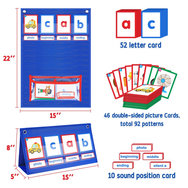 AKAYOK CVC Word Building Desktop Pocket Chart with 108 Phonics Flash Cards for Early Reading & Spelling | Montessori Educational Toy for Preschool, Kindergarten, and Homeschooling - Image 3