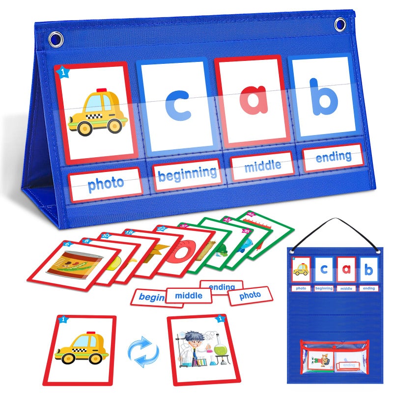 AKAYOK CVC Word Building Desktop Pocket Chart with 108 Phonics Flash Cards for Early Reading & Spelling | Montessori Educational Toy for Preschool, Kindergarten, and Homeschooling - Image 1