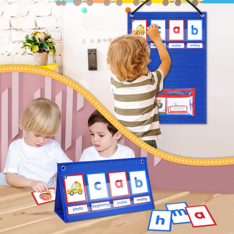 AKAYOK CVC Word Building Desktop Pocket Chart with 108 Phonics Flash Cards for Early Reading & Spelling | Montessori Educational Toy for Preschool, Kindergarten, and Homeschooling - Image 5