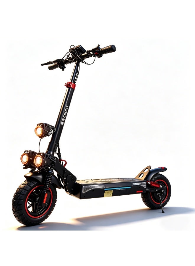 Crony Adult Electric Scooter with Seat, 2000W Motor, Speed 40 km/h, 25 km Range, Max Load 120 kg, Large LCD Display, App Control, Front & Rear Suspension, Triple LED Headlamps, Mobile Phone Holder, Rear View Mirror, LED Lights on Base - Image 1