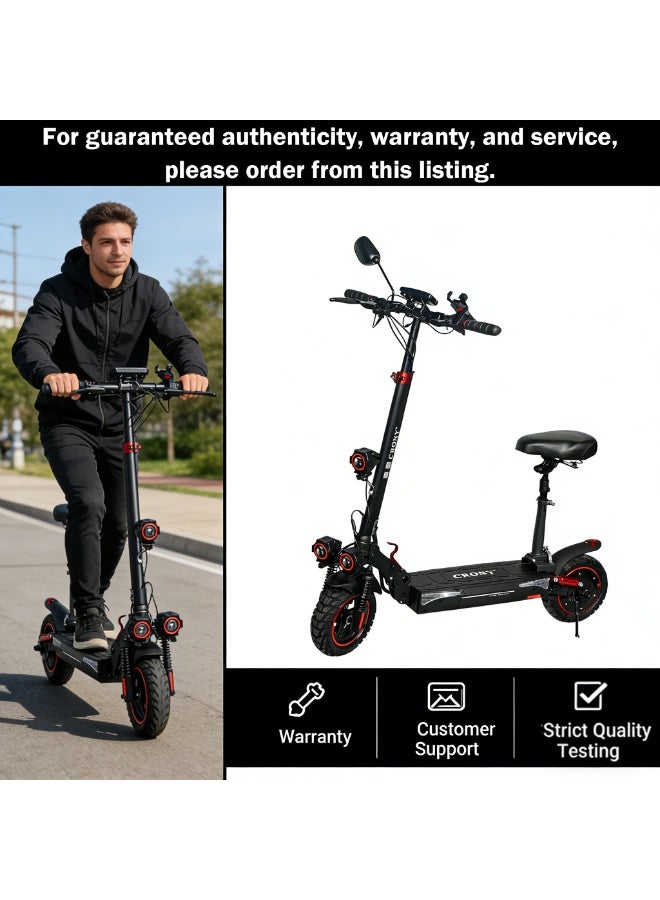 Crony Adult Electric Scooter with Seat, 2000W Motor, Speed 40 km/h, 25 km Range, Max Load 120 kg, Large LCD Display, App Control, Front & Rear Suspension, Triple LED Headlamps, Mobile Phone Holder, Rear View Mirror, LED Lights on Base - Image 2