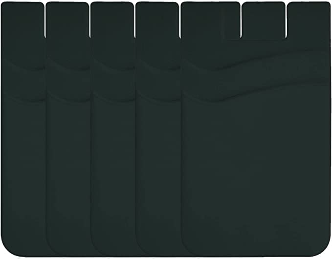 ClickCase Pack of 5Pcs. Silicone TPU Metro/Credit Card Holder for Back of Mobile or Case,Stick on Phone Back Adhesive Dual Pocket Wallet for All Smart Phones (Black,5 Pack) - Image 1