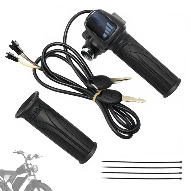 Hizoncore Ebike Full Twist Throttle Fits Ridstar Q20, 48V Plug and Play Throttle 3 Pin Easy Installation, LCD Display with Key Lock, Throttle Grips for Ebike Motorcycle Scooter - Image 1