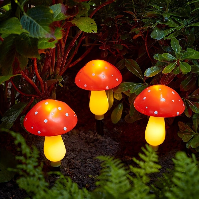 12pcs Solar Mushroom Lights Set Outdoor Garden String Lights Bright Red with White Dots 8 Lighting Modes for Landscape Garden Pathway Yard Party Decorations - Image 4