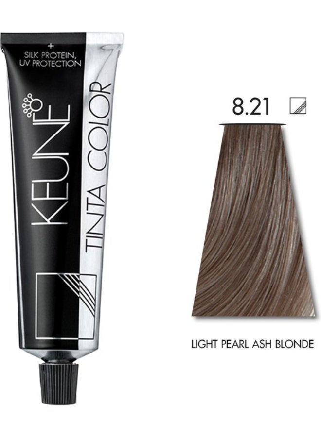 Keune Tinta Color Hair Dye 8.21 - LIGHT PEARL ASH BLONDE Color - Image 1