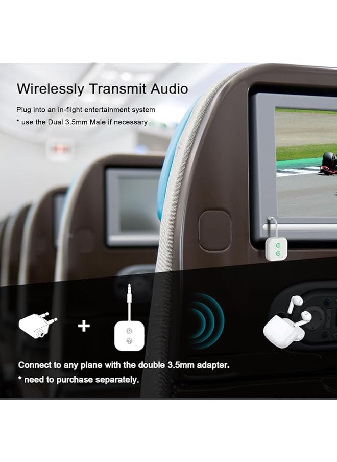 erorex - Premium Airplane Bluetooth 5.3 Adapter Supports 2 Airpods Or Headphones With Aptx Low Latency 3.5Mm Aux Wireless Audio Transmitter For In Flight Travel Tv Gym Tablets - Image 1