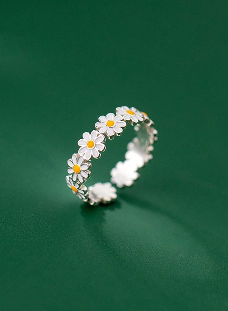 خاتم زهرة الأقحوان القابل للتعديل، إكسسوارات أنيقة آمنة للبشرة الحساسة - Image 5