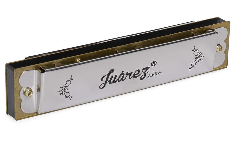 Juarez JRH16A 16 Holes Harmonica Key of C Scale | Mouth Organ | Cover - Stainless iron | Comb - Abs | Reed – Brass Silver - Image 1