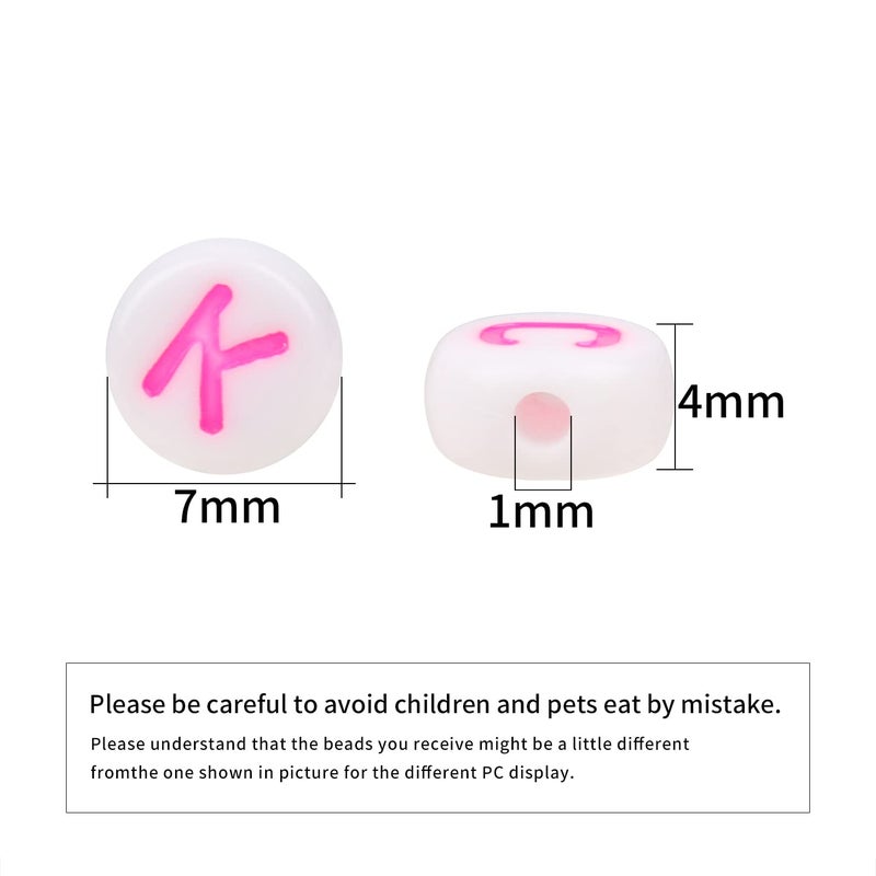 Nitopupu Acrylic Letter Beads Alphabet Pink Letter White Cube Beads For Friendship Bracelets And Gifts Souvenir Jewelry Making(7 * 4Mm Round 1000Pcs) - Image 4