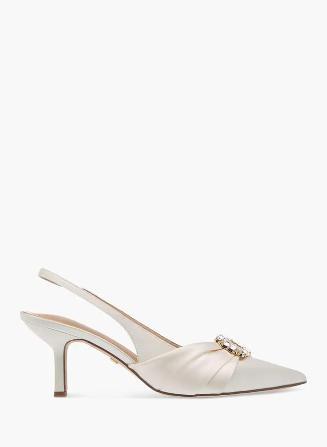 سيليست حذاء نسائي بكعب صغير مزين بحزام خلفي