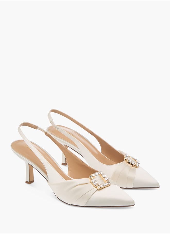 Celeste Women's Embellished Slingback Shoes with Kitten Heels Ramadan Collection  - Image 1
