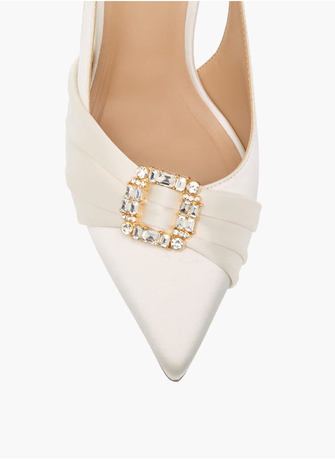 Celeste Women's Embellished Slingback Shoes with Kitten Heels Ramadan Collection  - Image 4