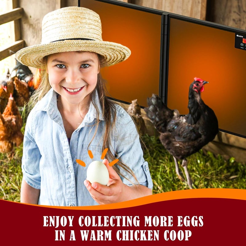 petnf Chicken Coop Heater Inside Coop with Remote Control, 180W Foldable Radiant Heaters, 30''x12'' Large Heating Panel Warmer for Cozy Winter with Adjustable Timer and Temp, Safer Than Brooder Heat Lamp - Image 5