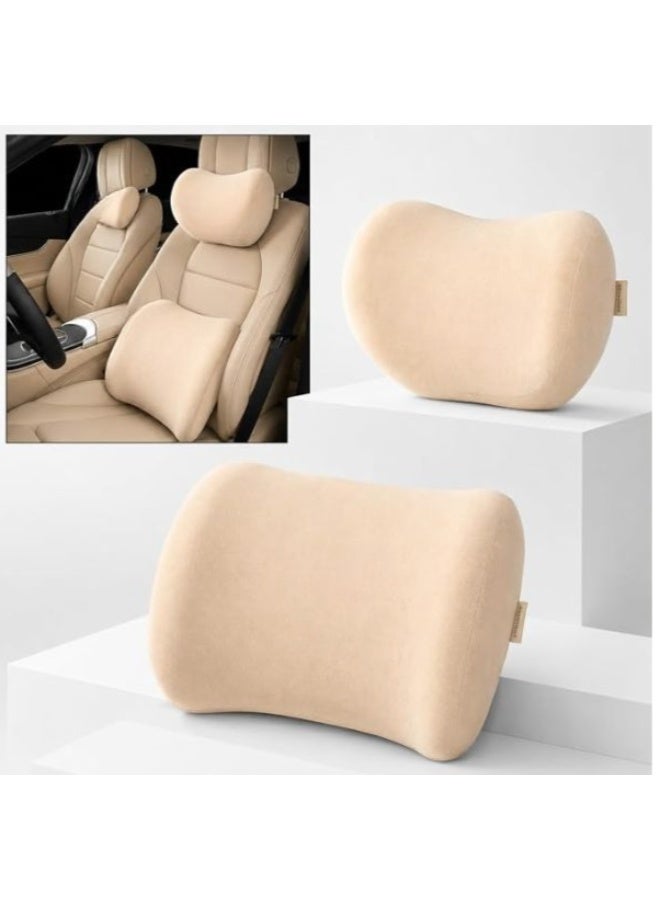 Memory Foam Car Neck & Lumbar Support Pillow Set – Ergonomic Headrest and Back Cushion for Comfortable Driving, Office Chair & Daily Sitting - Image 3