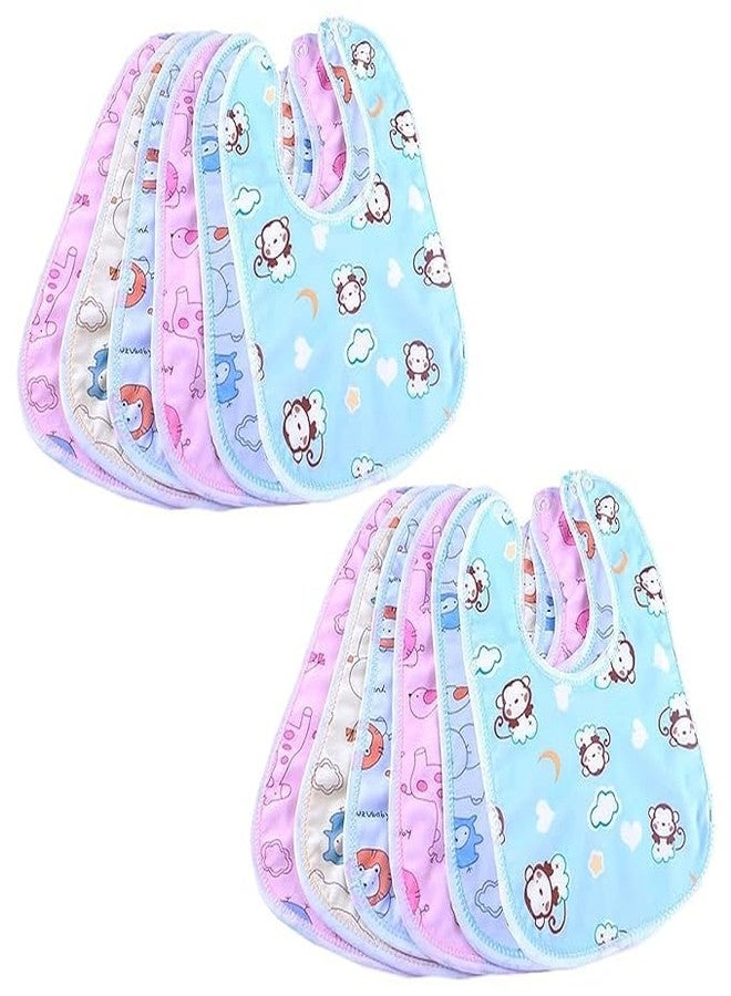 Chopchi Waterproof Spill Resistant Bibs, Baby Apron With Bib, Baby Bibs For 6 to 12 Months, Fastdry Bibs, Soft Cotton Bib (Set of 12) - Image 1