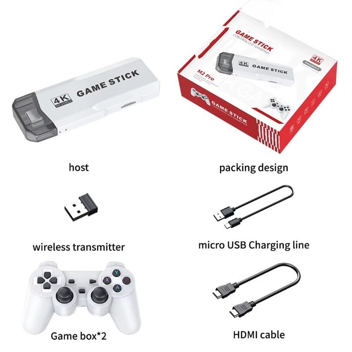 Derovan M2 Wireless Retro TV Game Console Stick – Dual Gamepads, 10,000+ Classic Games, HDMI Plug‑and‑Play - Image 2