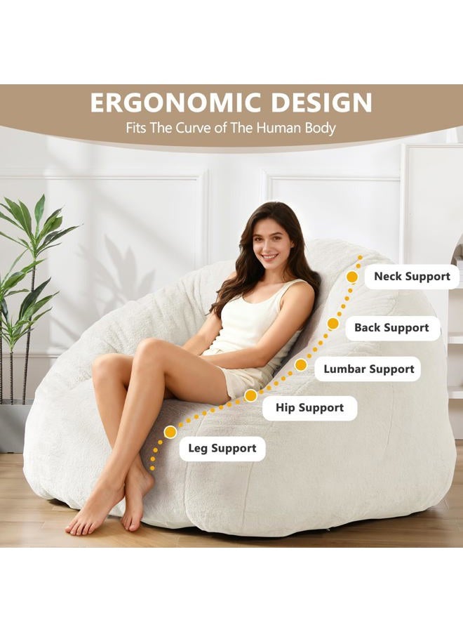 MUKAVA Giant Bean Bag Chair for Adults, Soft Faux Fur Bean Bag Couch, Oversized Cozy Stuffed Floor Sofa Large Reading Chair, Comfy Bean Bag Sofa for Living Room, Bedroom & Dorm, Beige - Image 3