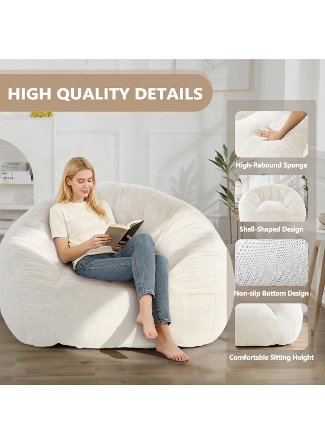 MUKAVA Giant Bean Bag Chair for Adults, Soft Faux Fur Bean Bag Couch, Oversized Cozy Stuffed Floor Sofa Large Reading Chair, Comfy Bean Bag Sofa for Living Room, Bedroom & Dorm, Beige - Image 4