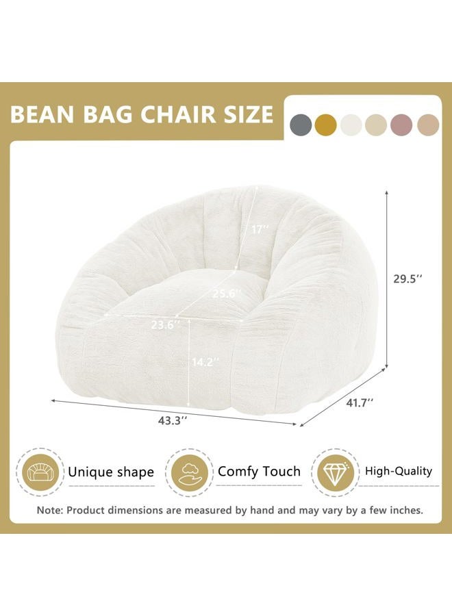 MUKAVA Giant Bean Bag Chair for Adults, Soft Faux Fur Bean Bag Couch, Oversized Cozy Stuffed Floor Sofa Large Reading Chair, Comfy Bean Bag Sofa for Living Room, Bedroom & Dorm, Beige - Image 2