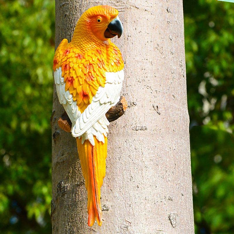 The Decorshed Stylish Wall Parrots for Garden Tree Decor, 4 Colors, Parrot for Garden, Home Decoration, Birds for Lawn- Yellow - Image 1